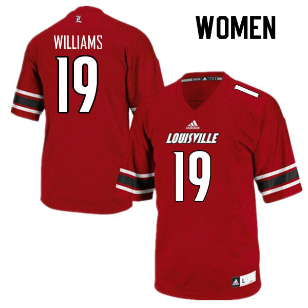 Women #19 Popeye Williams Louisville Cardinals College Football Jerseys Sale-Red - Click Image to Close